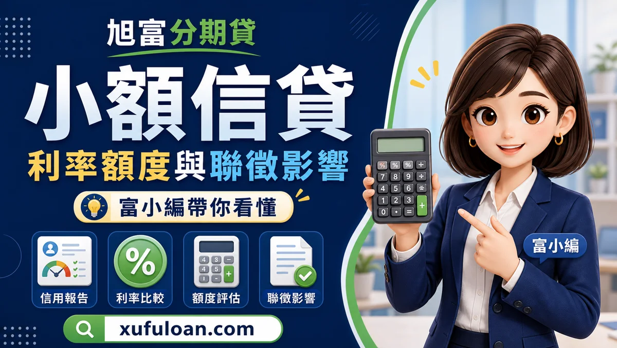 旭富分期貸小額信貸文章封面，富小編帶你看懂利率額度與聯徵影響。